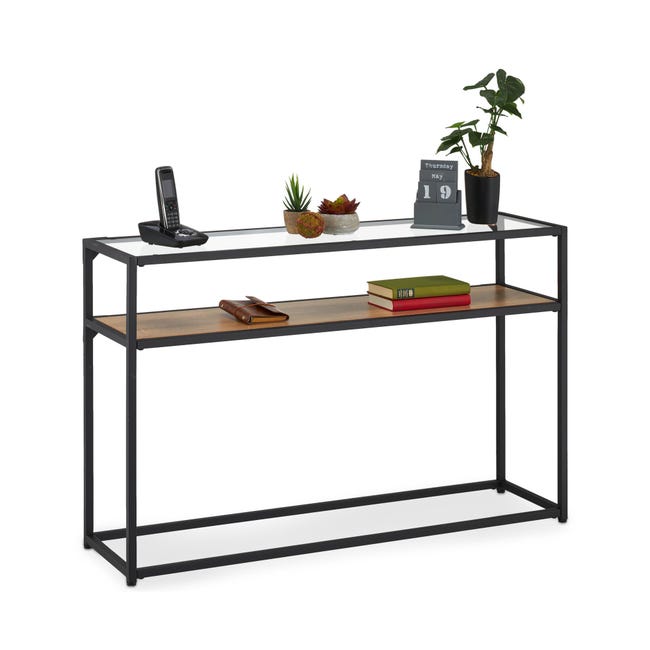 Tavolo Consolle Da Ingresso Relaxdays | 2 Cassetti | Nero | 80.5x110x40 Cm - Foto 13