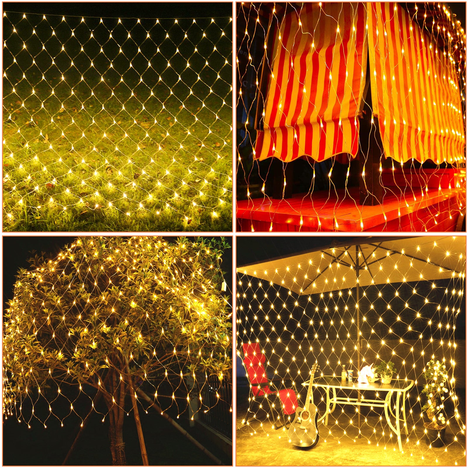 Guirlande Lumineuse Rideau Lumineux, 4M LED Lumières de Noël IP44  ,Extérieur Intérieur 8 Modes d'Eclairage