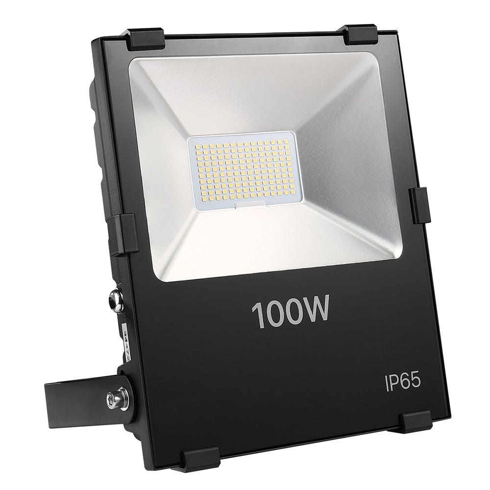Projecteur extérieur 100w blanc chaud LED SMD epistar noir 150° ip65 2800k