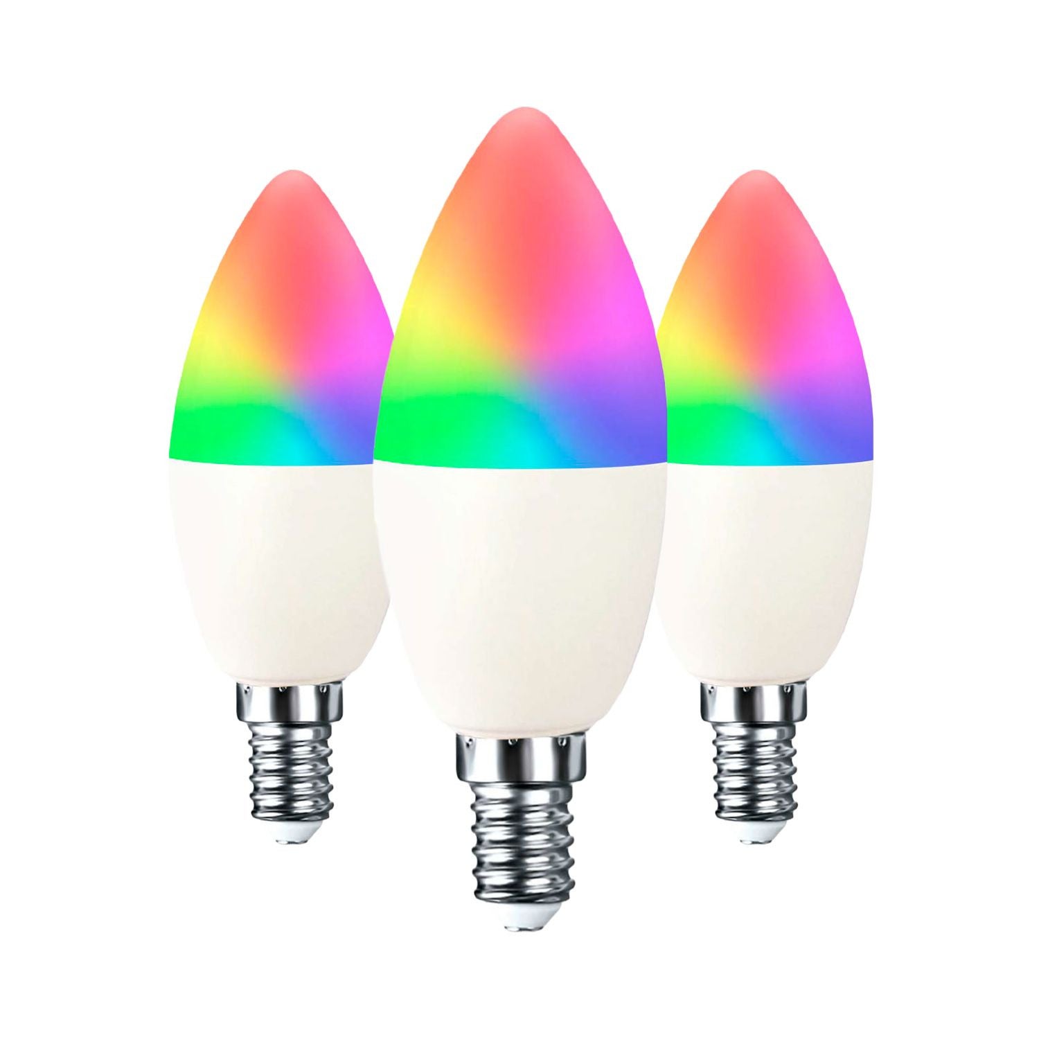 Confezione 3 lampadine LED a candela Smart WiFi E14 5W Equi.35W 450lm RGBWW  Dimmerabile tramite Smartphone/APP 25000H 7hSevenOn Premium