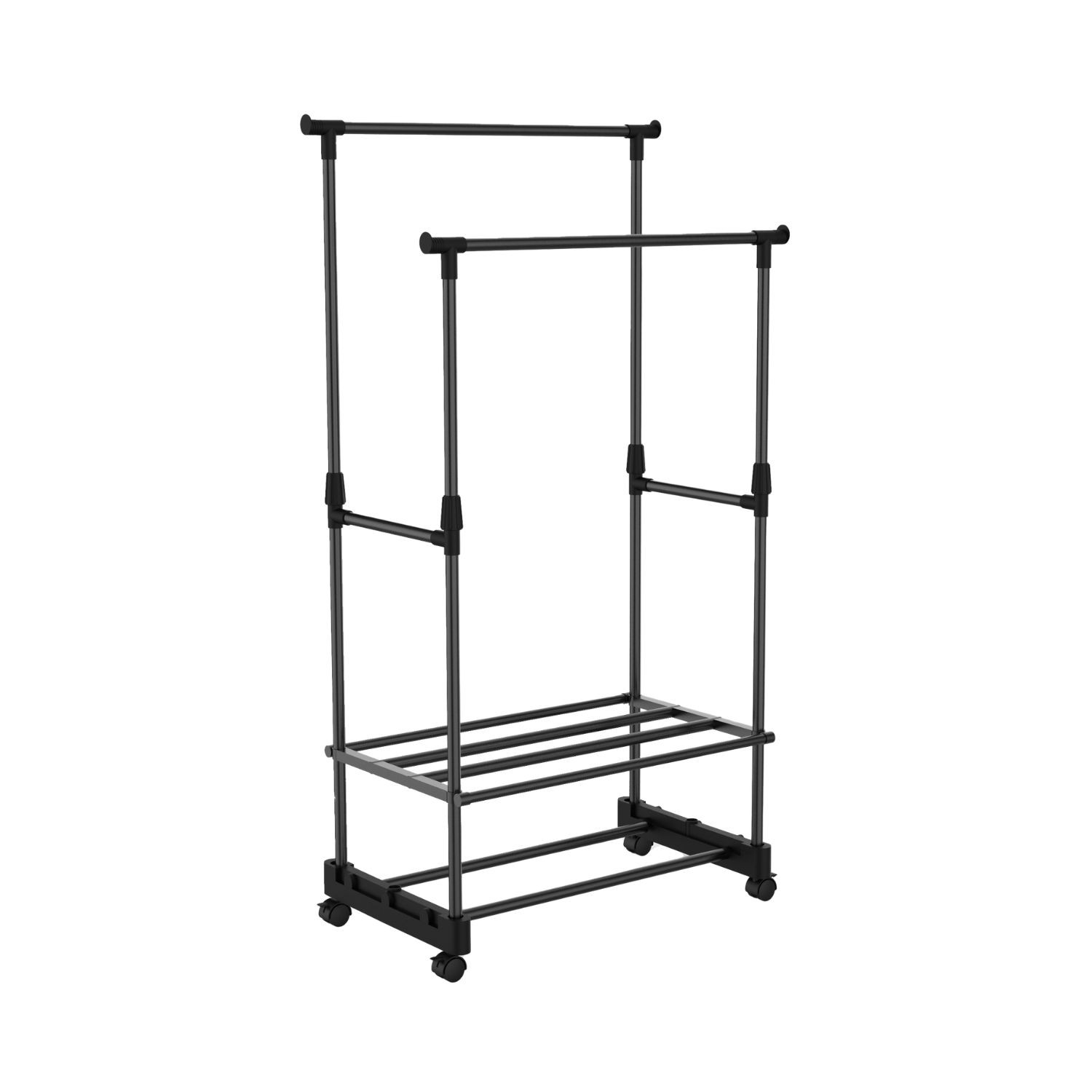 Portant Double avec Etagere a Chaussures Clado Gris 74x42x157cm 7house Leroy Merlin