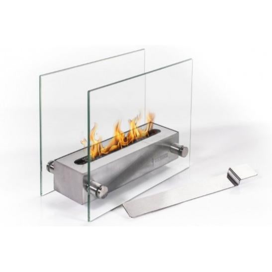 Caminetto A Bioetanolo Stones Home Furniture – Candela Da Tavolo In Acciaio Cromato, Senza Fumi Né Odori