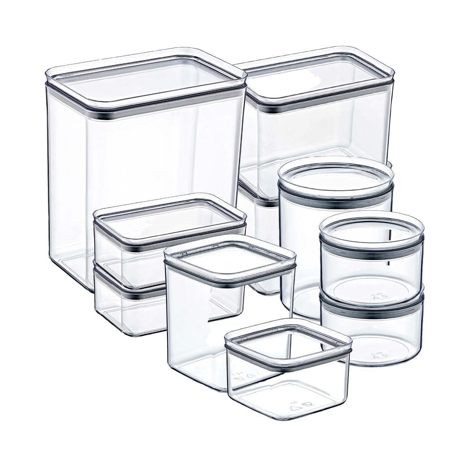 Set di 10 contenitori ermetici per alimenti piccoli, medi e grandi,  quadrati, rettangolari e rotondi 7house