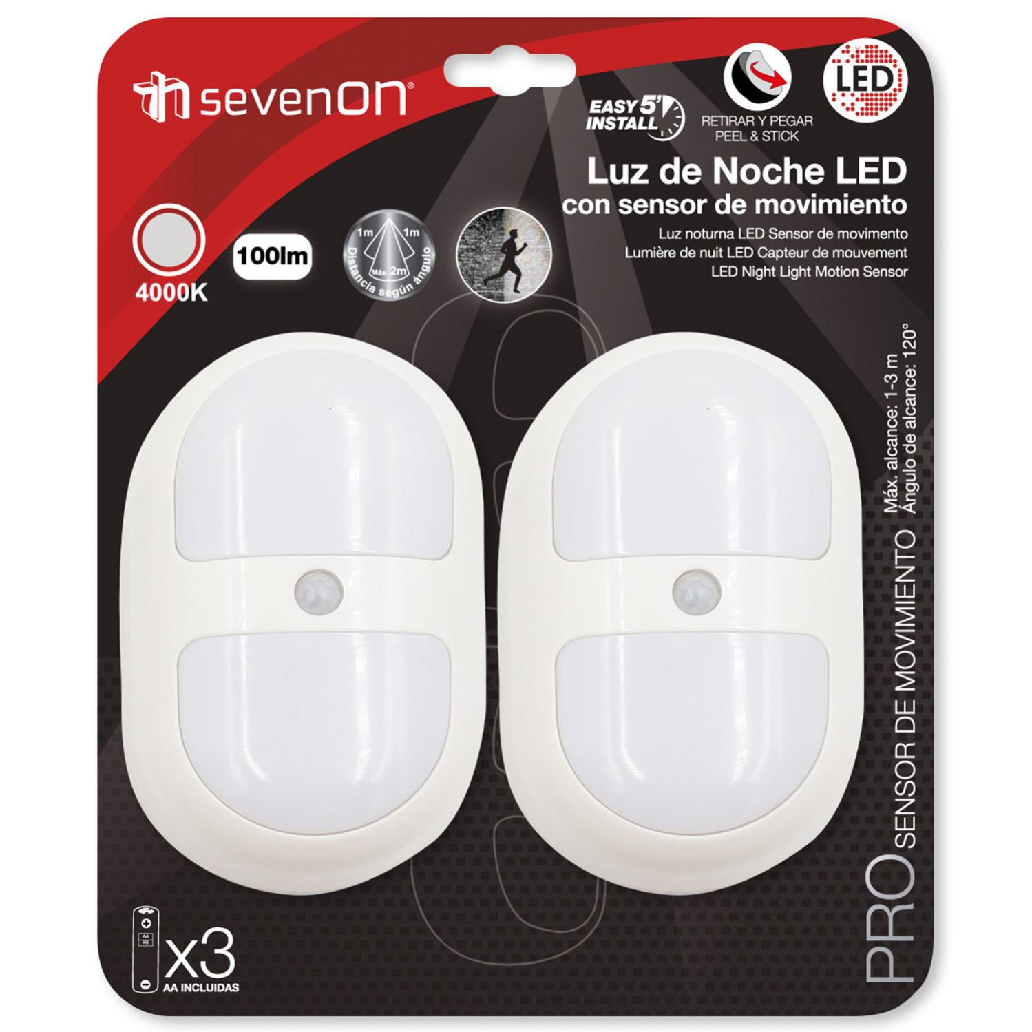 Pack 2 Luces de Noche LED con de Movimiento Blanco 4000K 20000H 7hSevenOn | Leroy