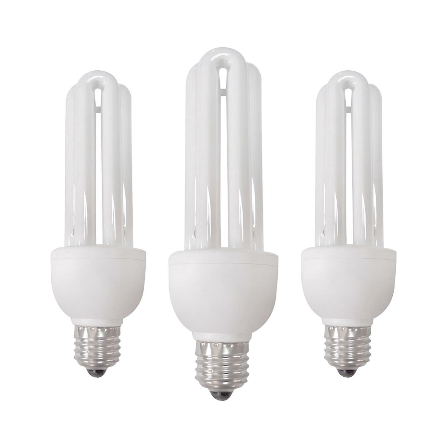 Pack 3 Ampoules CFL à économie d'énergie Mini 3U E27 11W 605lm 2700K