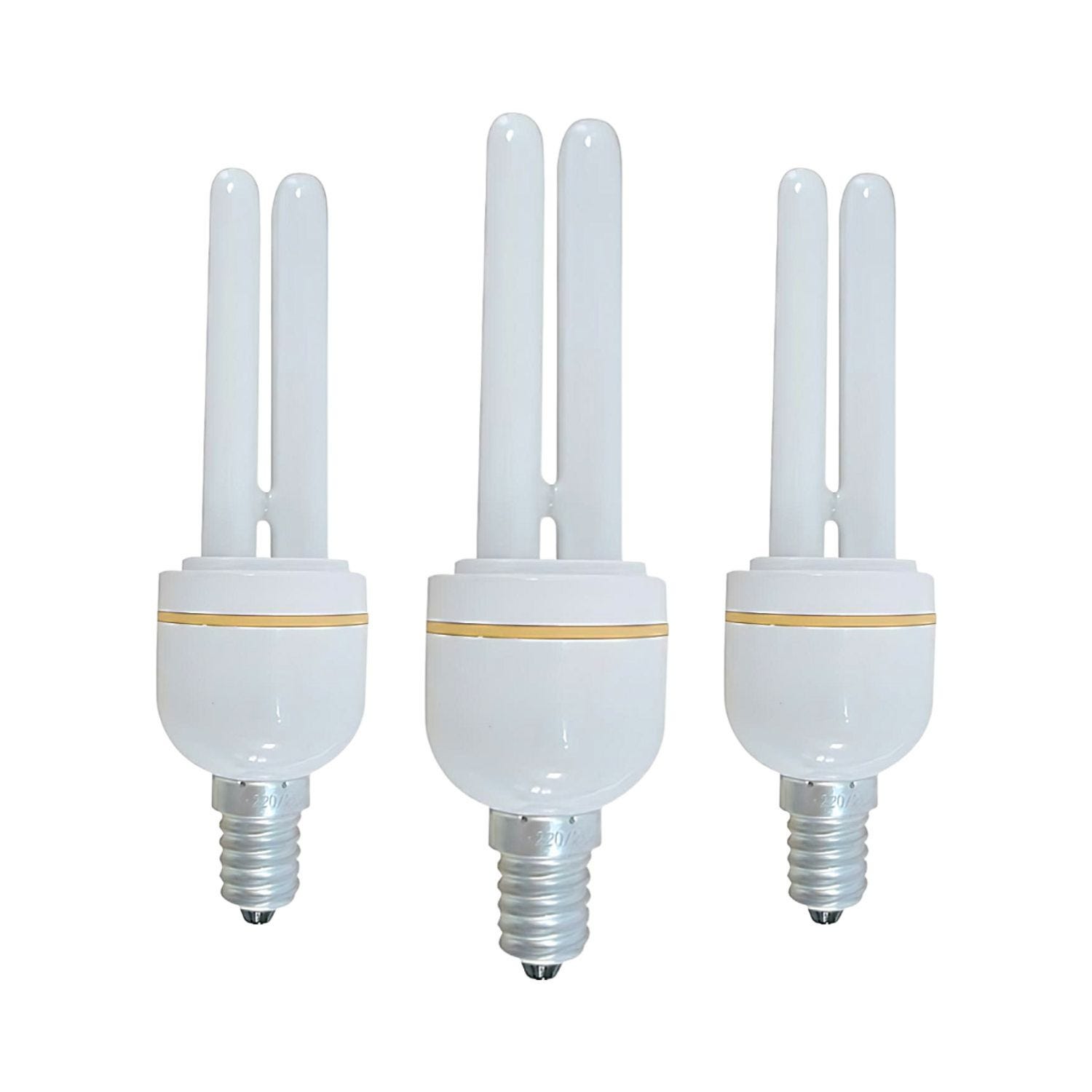 Confezione 3 lampadine CFL a risparmio energetico Mini 2U E14 11W 528lm  2700K 7hSevenOn