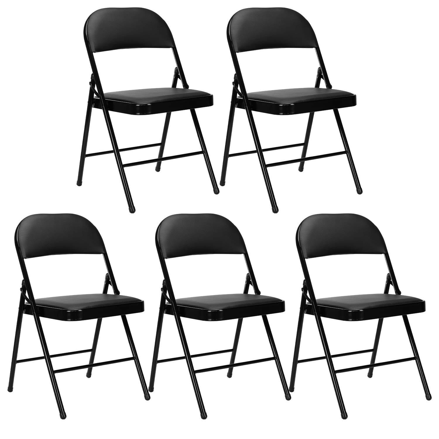 Confezione da 5 sedie pieghevoli imbottite nere 7house