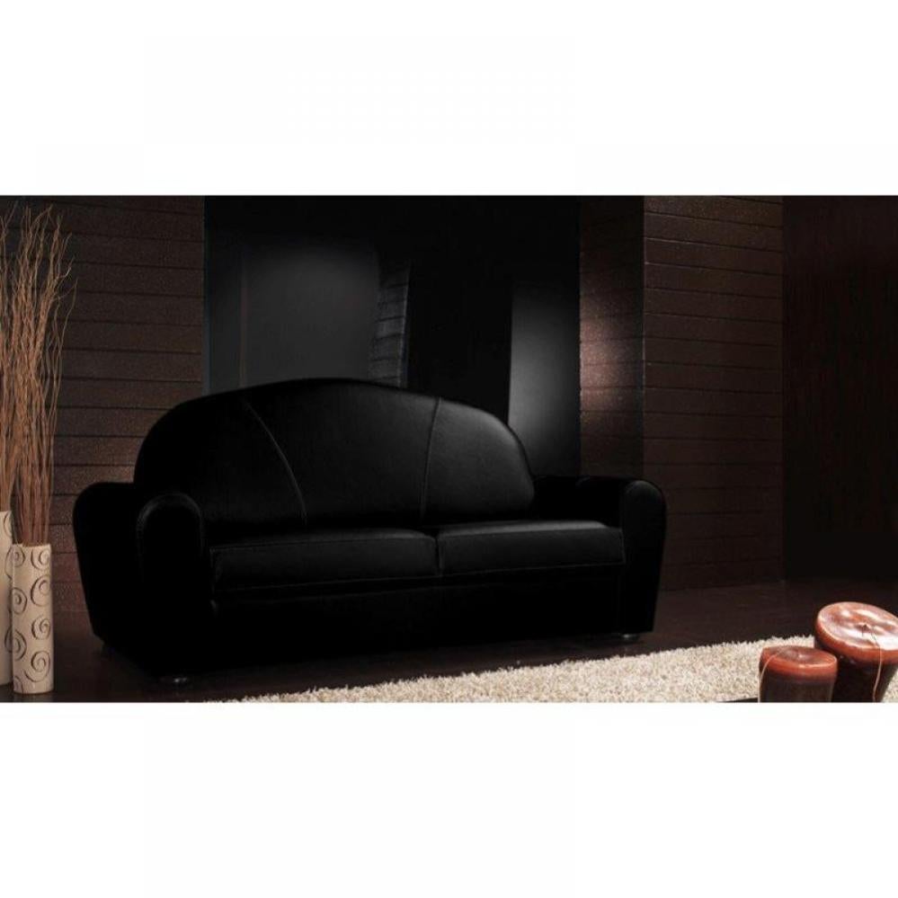 Canapé lit CLUB DELUXE convertible EXPRESS 140cm cuir noir matelas 16 ...
