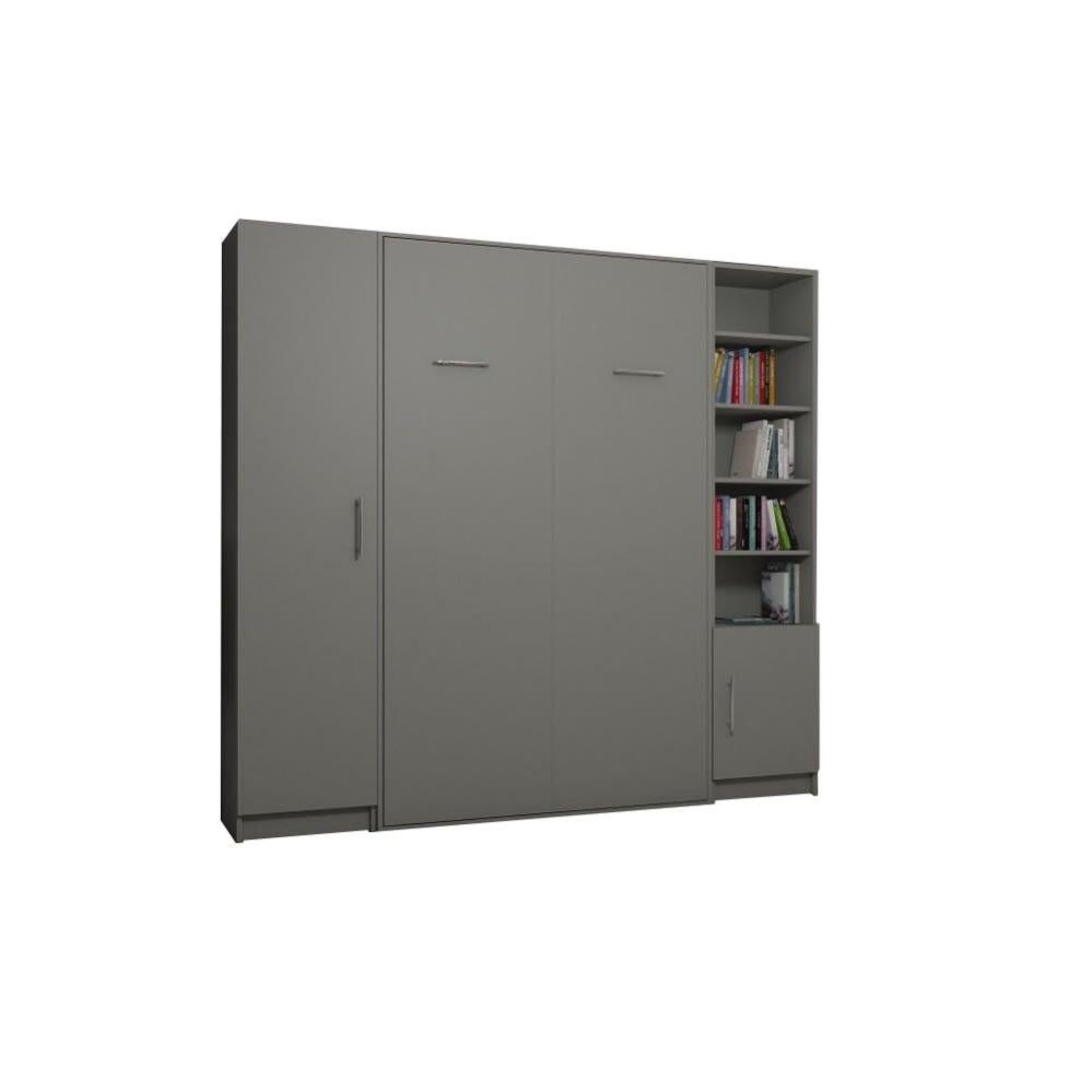 Composition armoire lit escamotable SMARTV2 gris mat Couchage 160 x