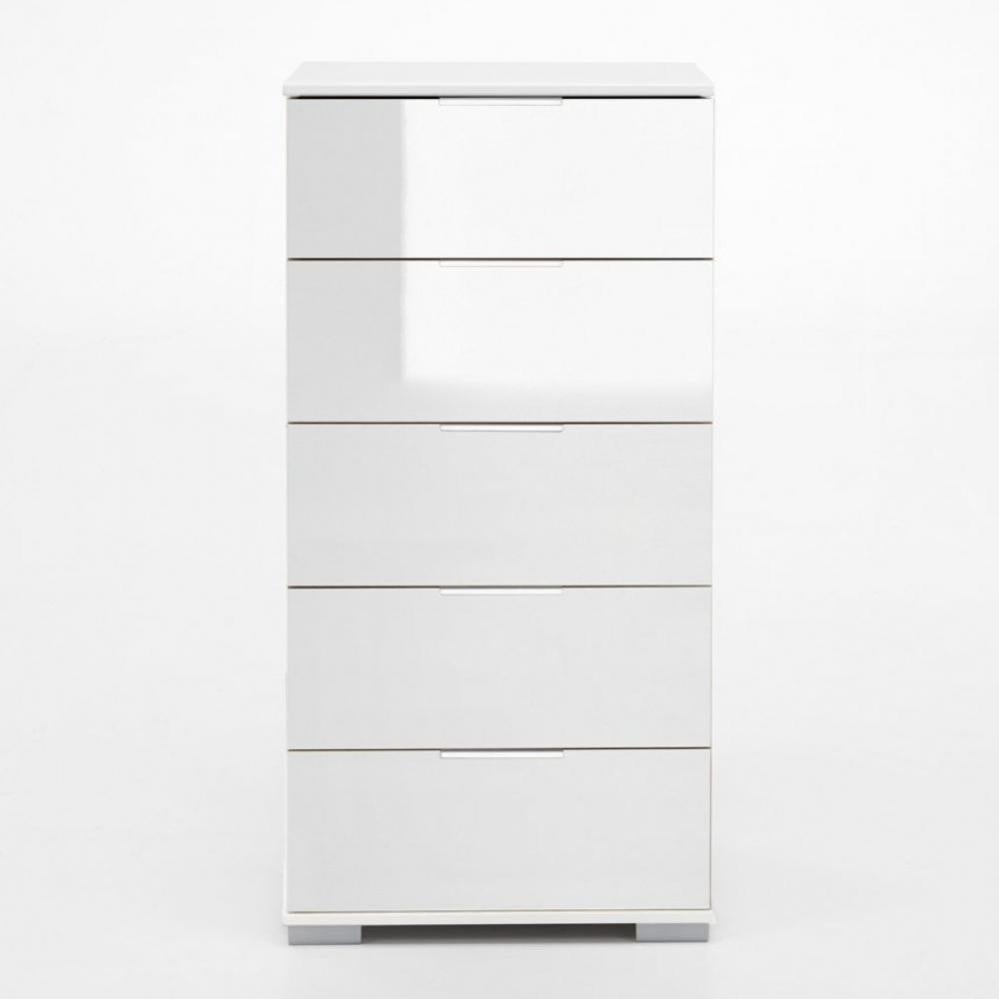 Commode ENSSE 5 tiroirs blanc et verre blanc | Leroy Merlin