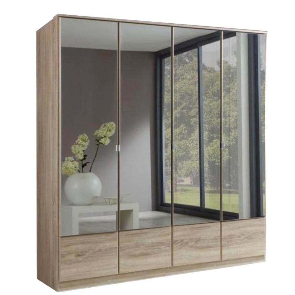Armoire penderie DINGLE 4 portes miroirs largeur 179 chêne Leroy Merlin