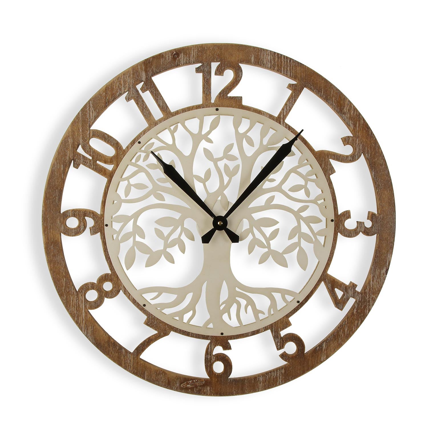Versa auxon reloj de pared decorativo para la cocina, el salón, el comedor o la habitación, blanco y marrón, 60x4,5x60cm