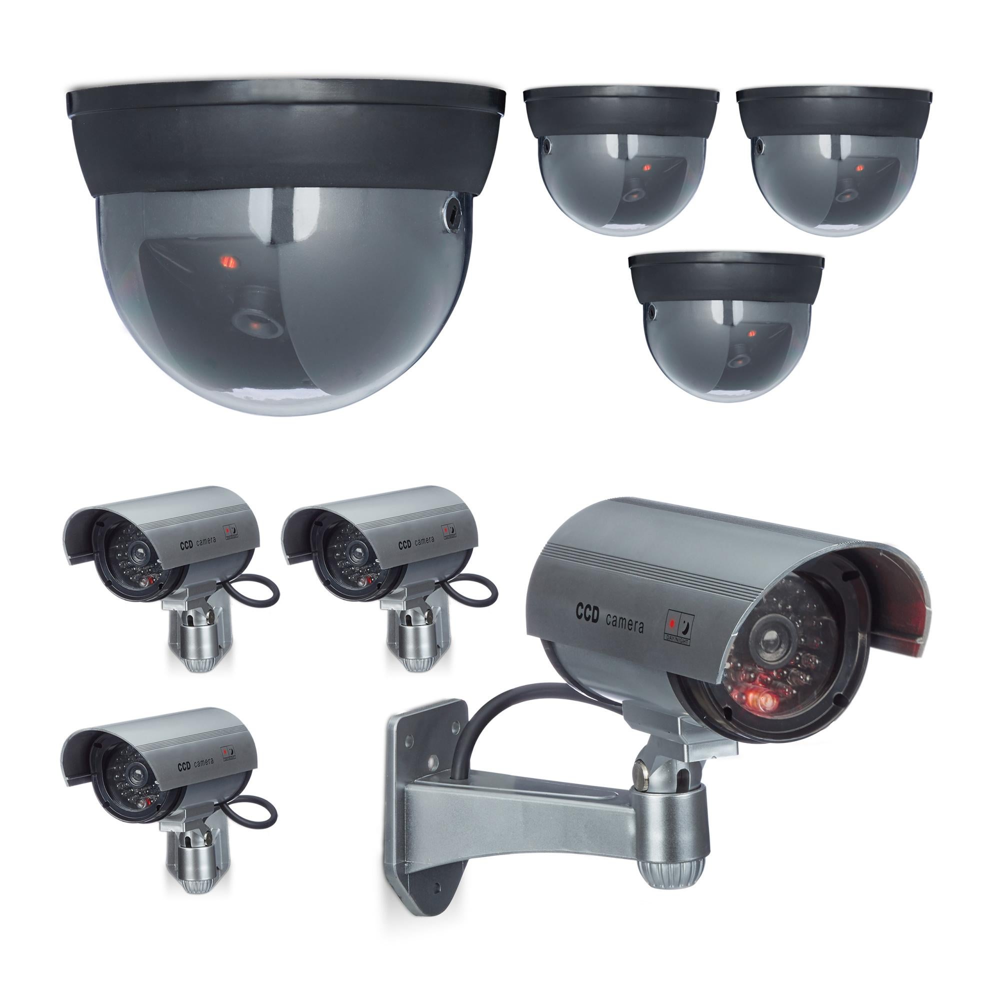 8x Set Telecamere Finte, Videocamere a Cupola, Luce LED, Regolabili ...