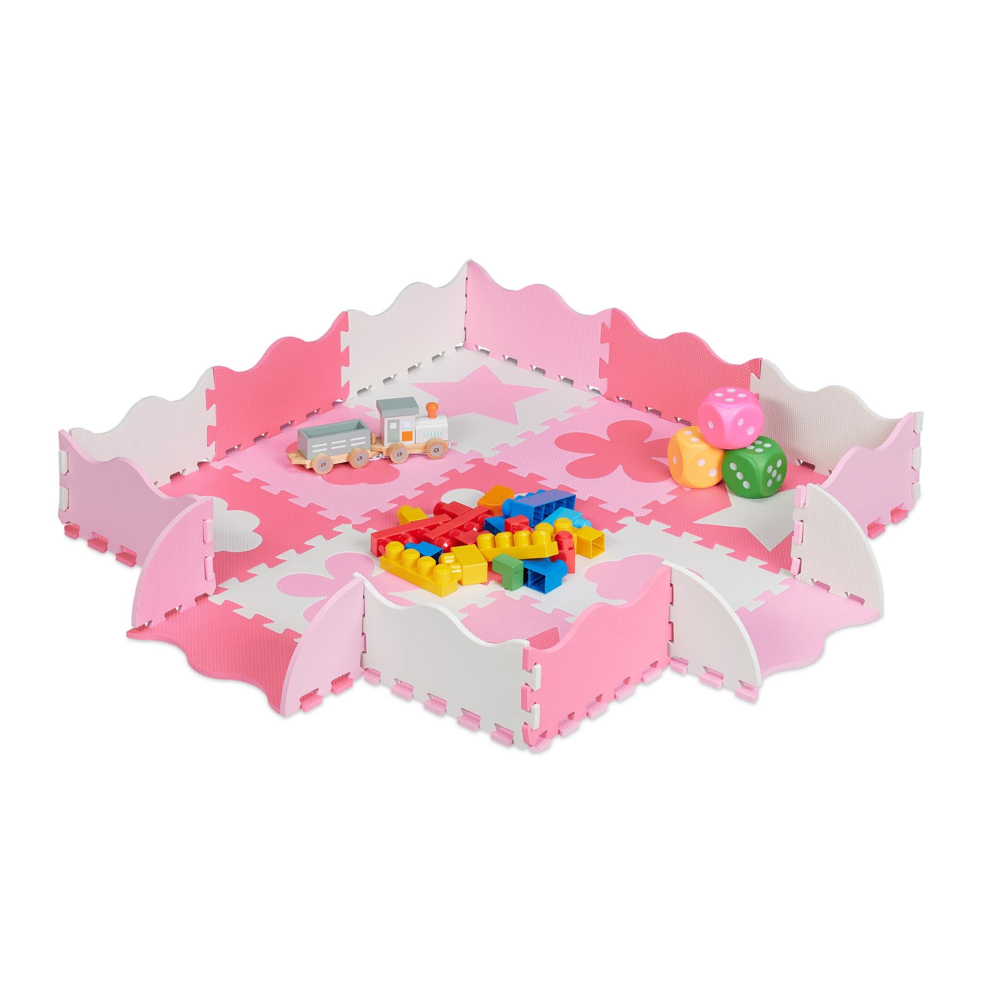 Relaxdays speelmat puzzel, 12-delige mat, zonder schadelijke stoffen, EVA-schuim, kinderkamer, 114 x 86 cm, blauw/wit