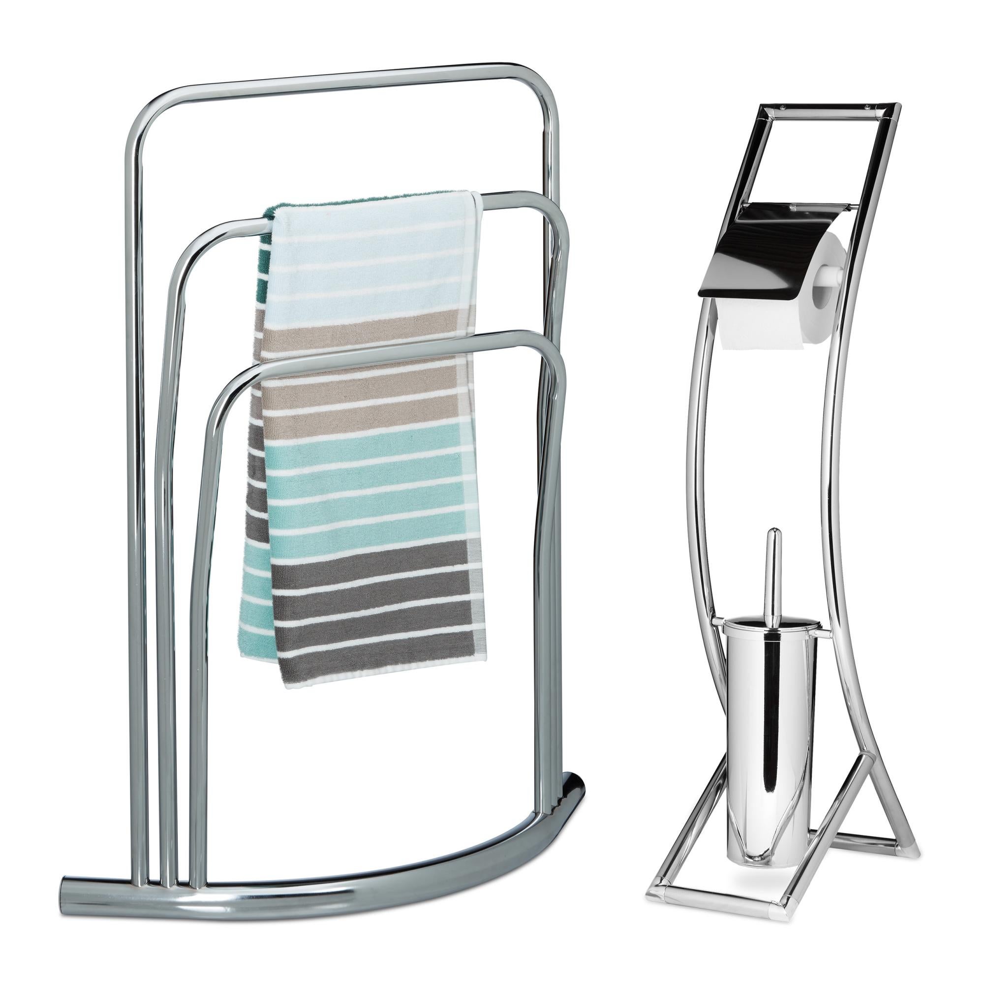 Set Bagno 4 Pezzi Oro Spazzolato: Porta Asciugamani 45 Cm, Anello, Porta Carta E Gancio