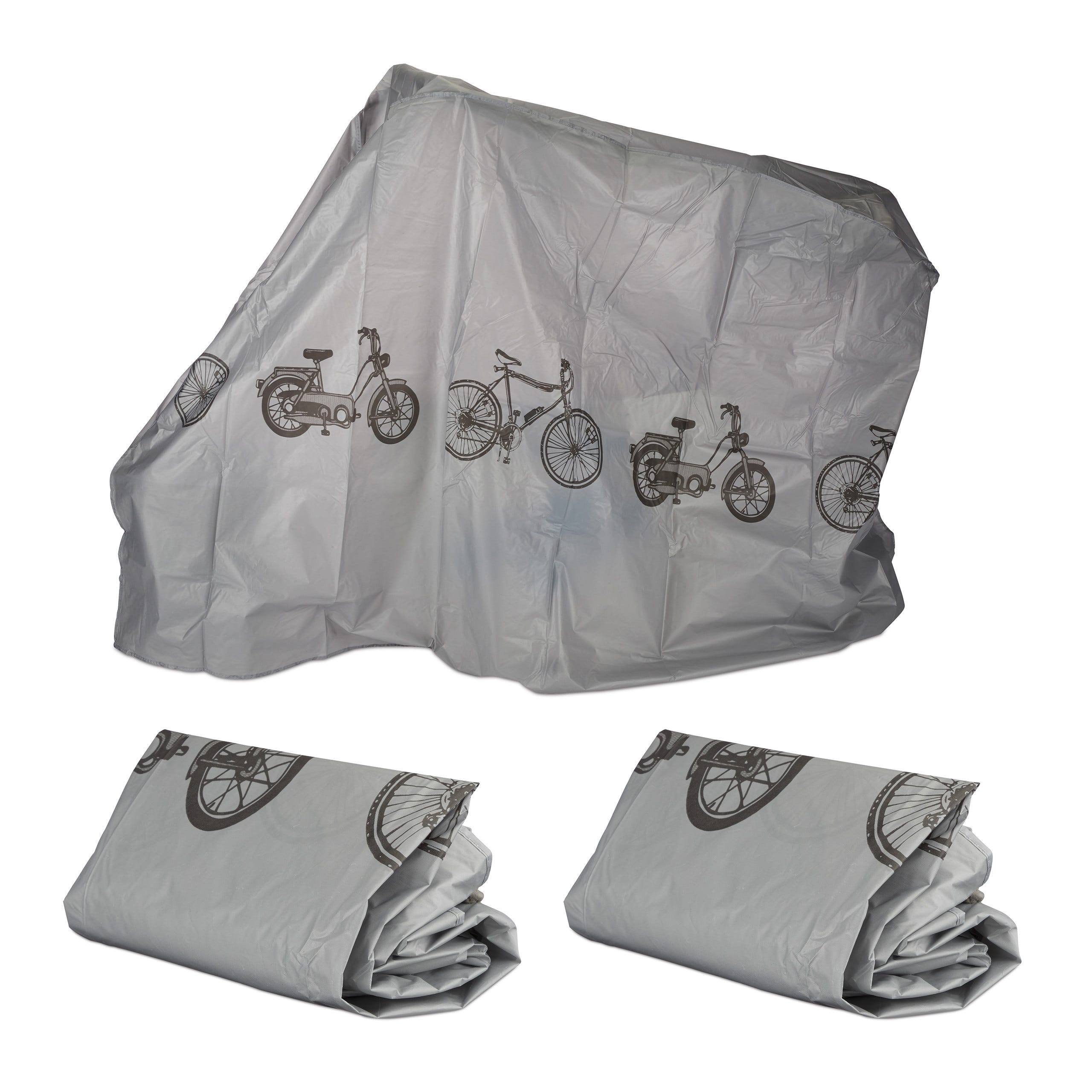 Garage pour vélo, lot de 3, polyéthylène, résistant aux déchirures, housse  de protection bicyclette, 200x115 cm, gris