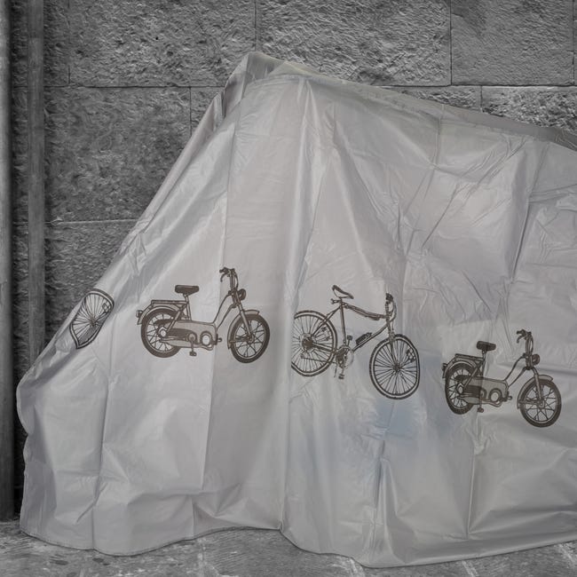 Garage pour vélo, lot de 3, polyéthylène, résistant aux déchirures, housse  de protection bicyclette, 200x115 cm, gris