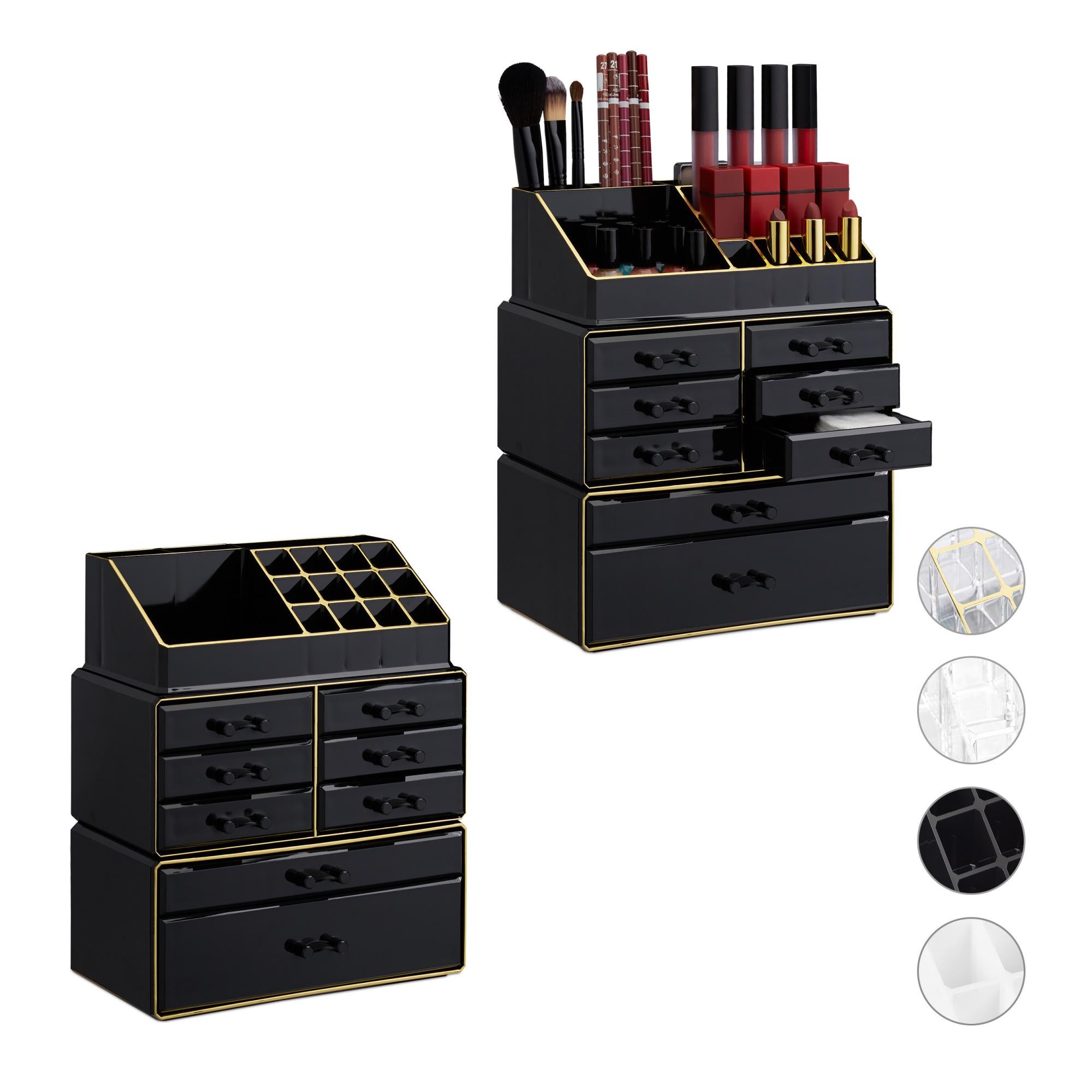 Cassetti Organizer cosmetici impilabili | Set di 2 Clear$ Impilabile Cucina e Bagno Cassetto Acrilico$ Plastica Impilabile Bagno Contenitore con pull | IT
