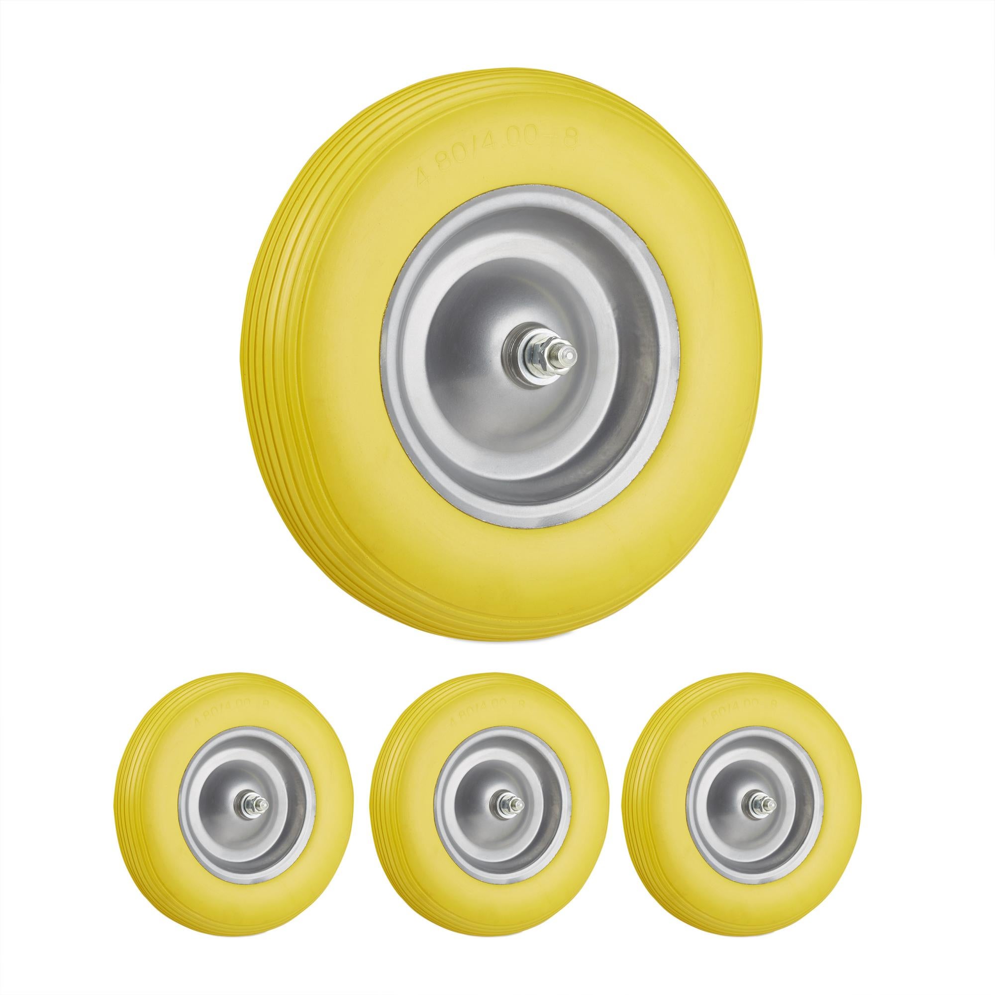 4x Ruota Per Carriola Gomma Piena Con Asse 4 80 4 00 8 Di Ricambio 4x-ruota-per-carriola-gomma-piena-con-asse-4-80-4-00-8-di-ricambio