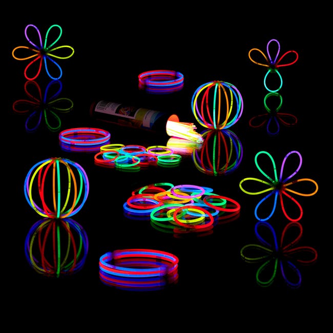 100x Lightstick Con Connettori, Durata Luce 8 Ore, Bastoncini Fluorescenti, Braccialetti