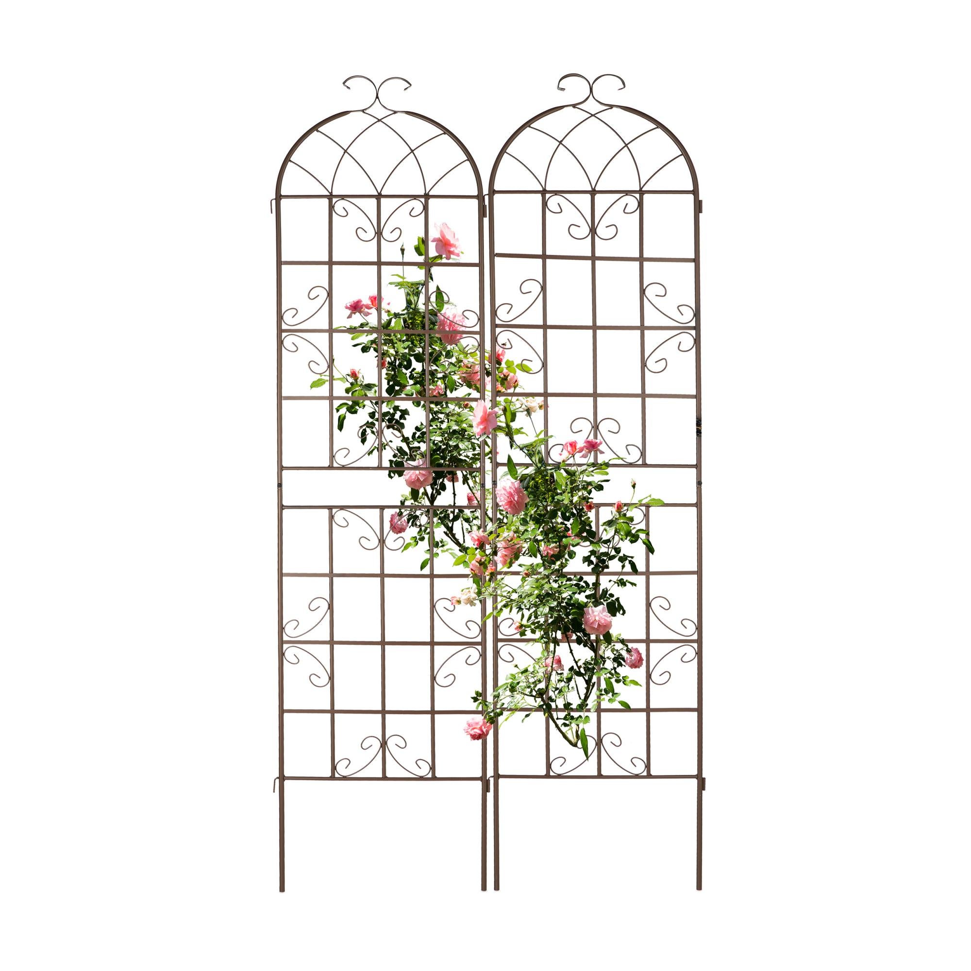 Supporto Rose Edera Set 2 Relaxdays Grigliati Per Rampicanti, Set Da 2, HxL 220 X 50 Cm Supporti In Metallo Per Piante Tralicci A Incastro Verde 54620031 Supporto Per Rose Edera