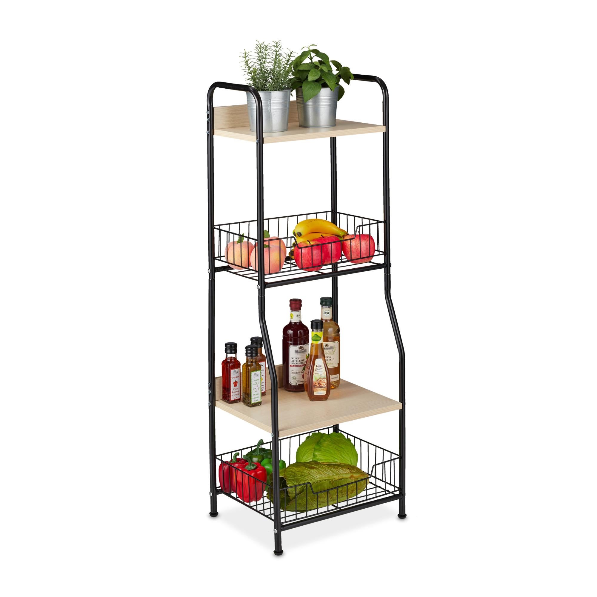 Carrello In Metallo 5 Ripiani Gira 360 Cesto Porta Frutta Verdura 4 Ruote 90 Cm 91829343