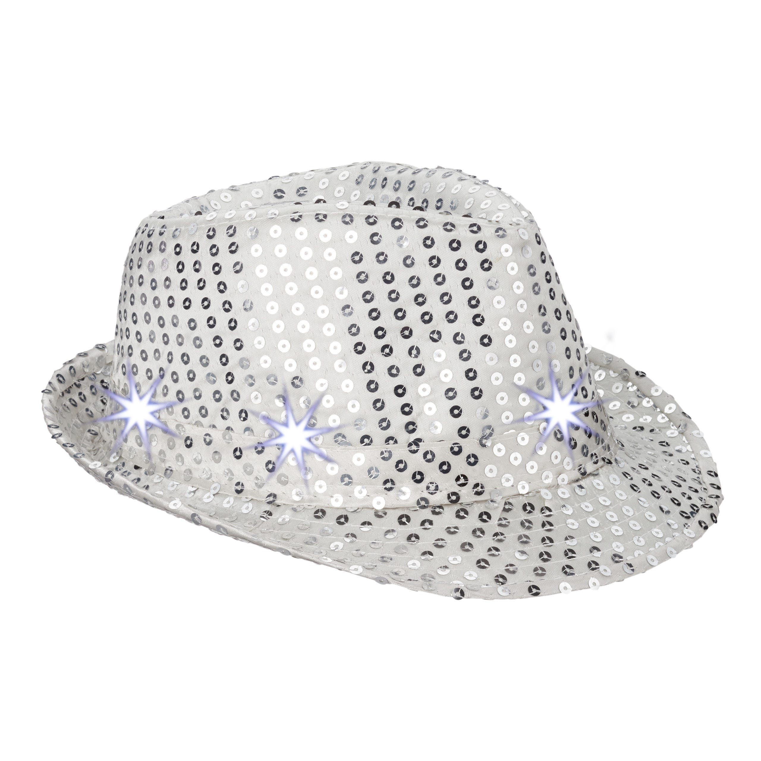 Chapeau à paillettes clignotant lumineux LED pour enfants et adultes, jazz,  danse, hip hop, fête de