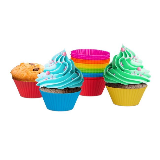 Lot de 24 Moules à Muffins Silicone, réutilisables moule cupcake et  antiadhésifs pour cupcakes, plateau à pudding, Anti-adhésif, 4 Couleurs :  : Cuisine et Maison