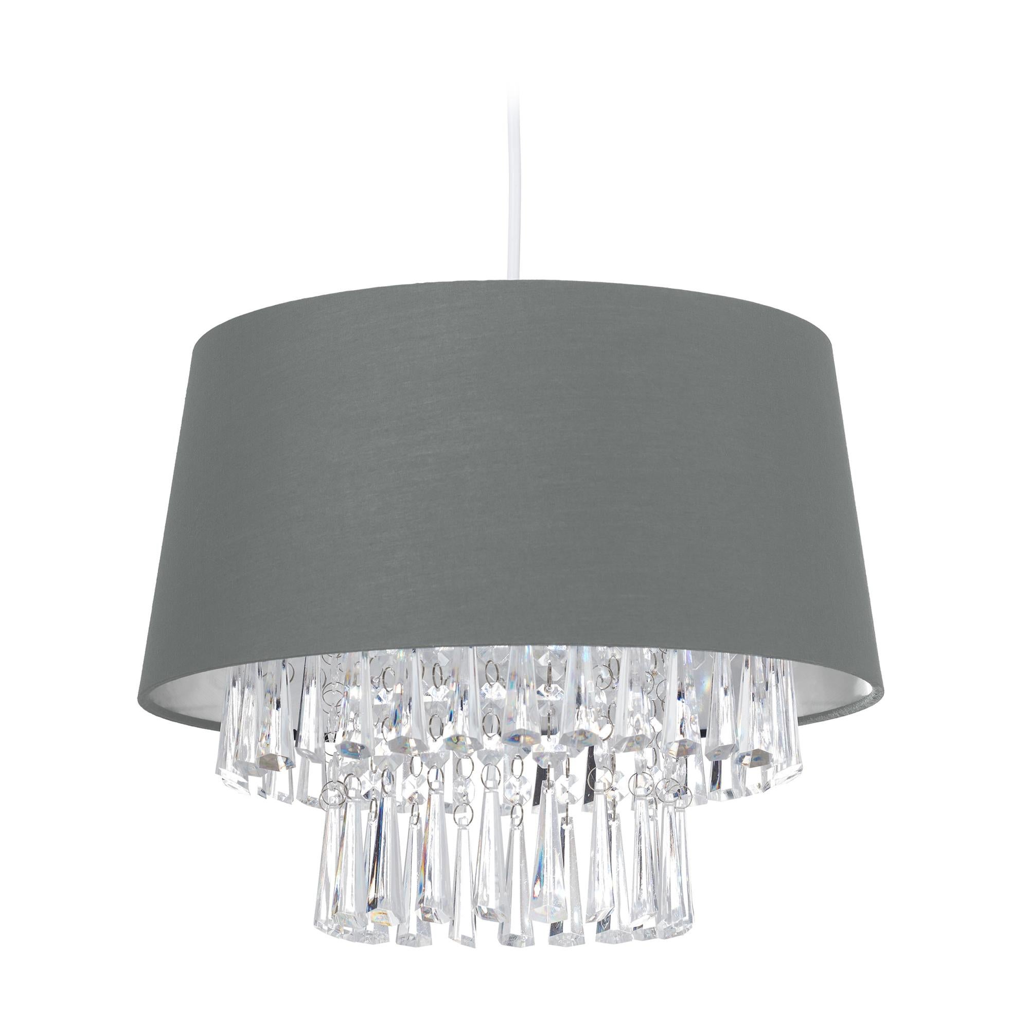 Lampadario A Sospensione Relaxdays In Vetro Grigio - Cavo Regolabile, Attacco E27, Per Sala E Cucina