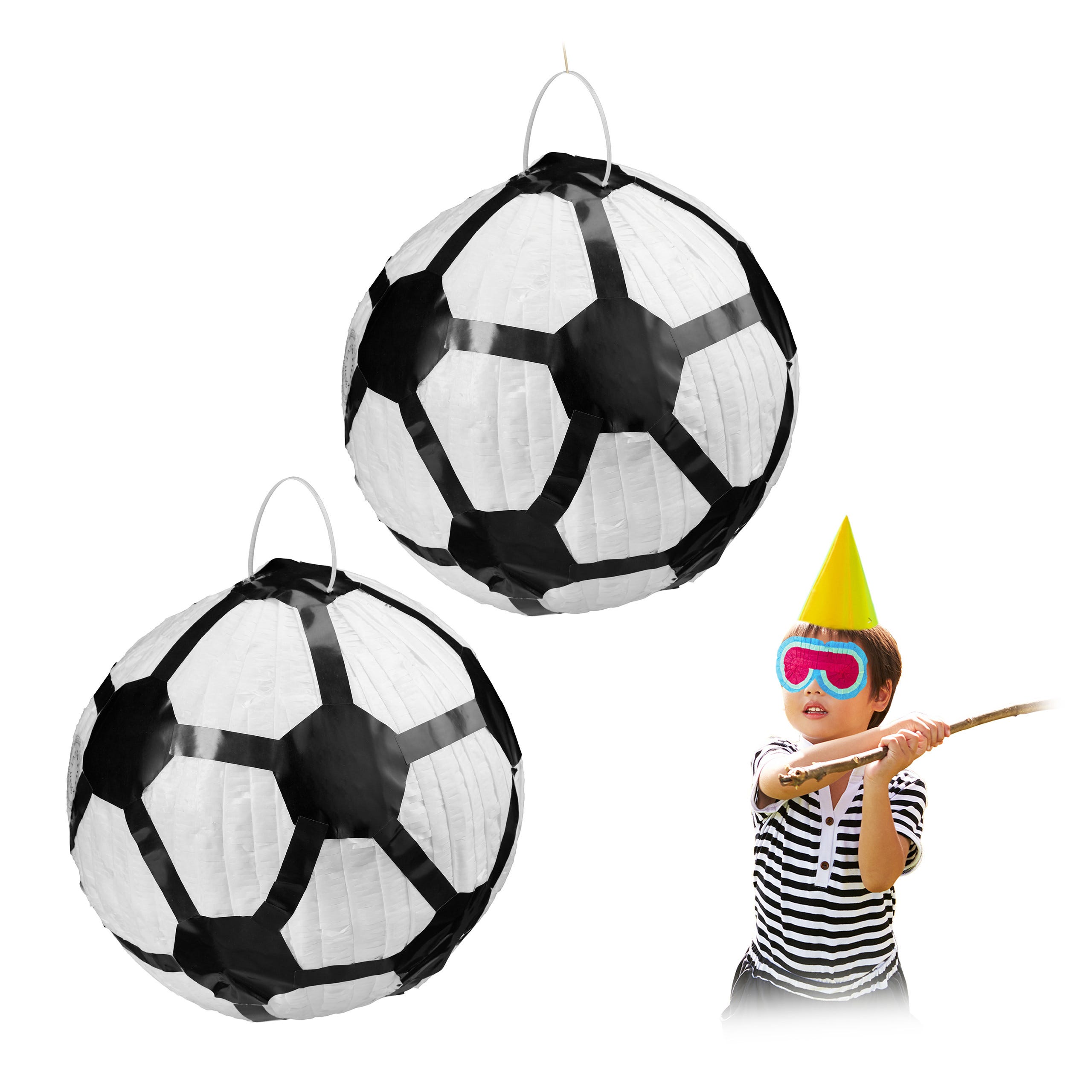 2x Pignatta a Forma di un Pallone, da Appendere, per Feste di Compleanno  dei Bambini, da Riempire, Bianco
