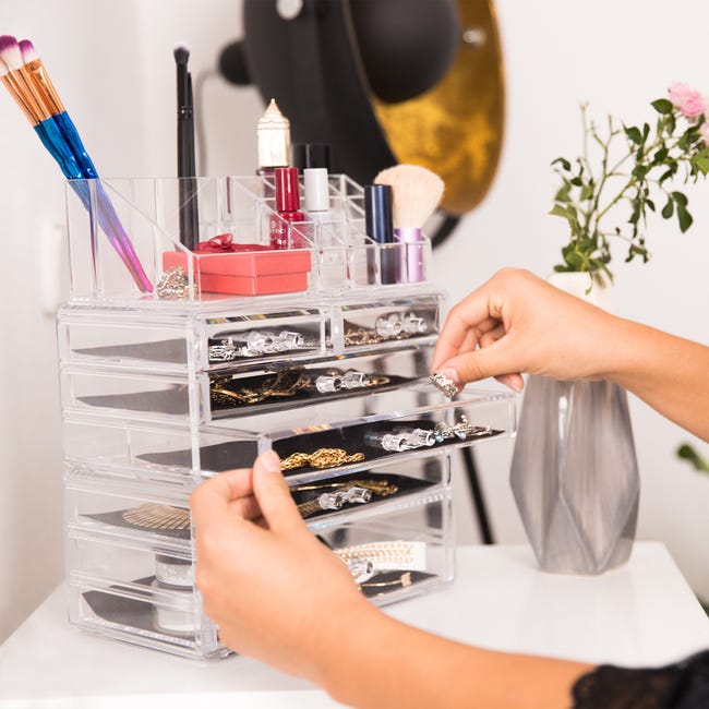 Organisateur de Maquillage , boîte de rangement cosmétique avec 3 tiroirs,  support