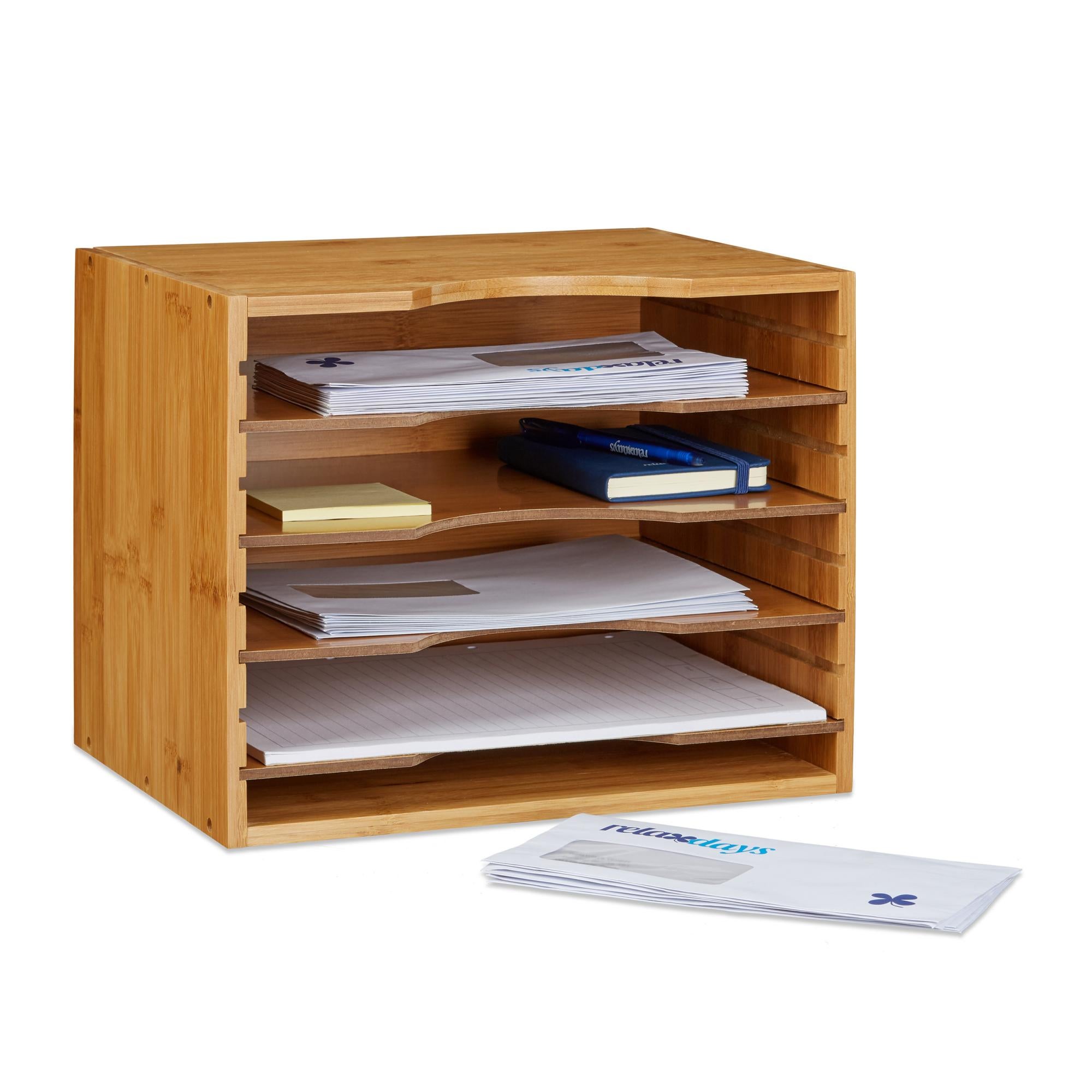 Organizer Da Scrivania In Bambù - Portapenne Con 4 Scomparti, 20x25x11.5 Cm, Design Naturale - Foto 13