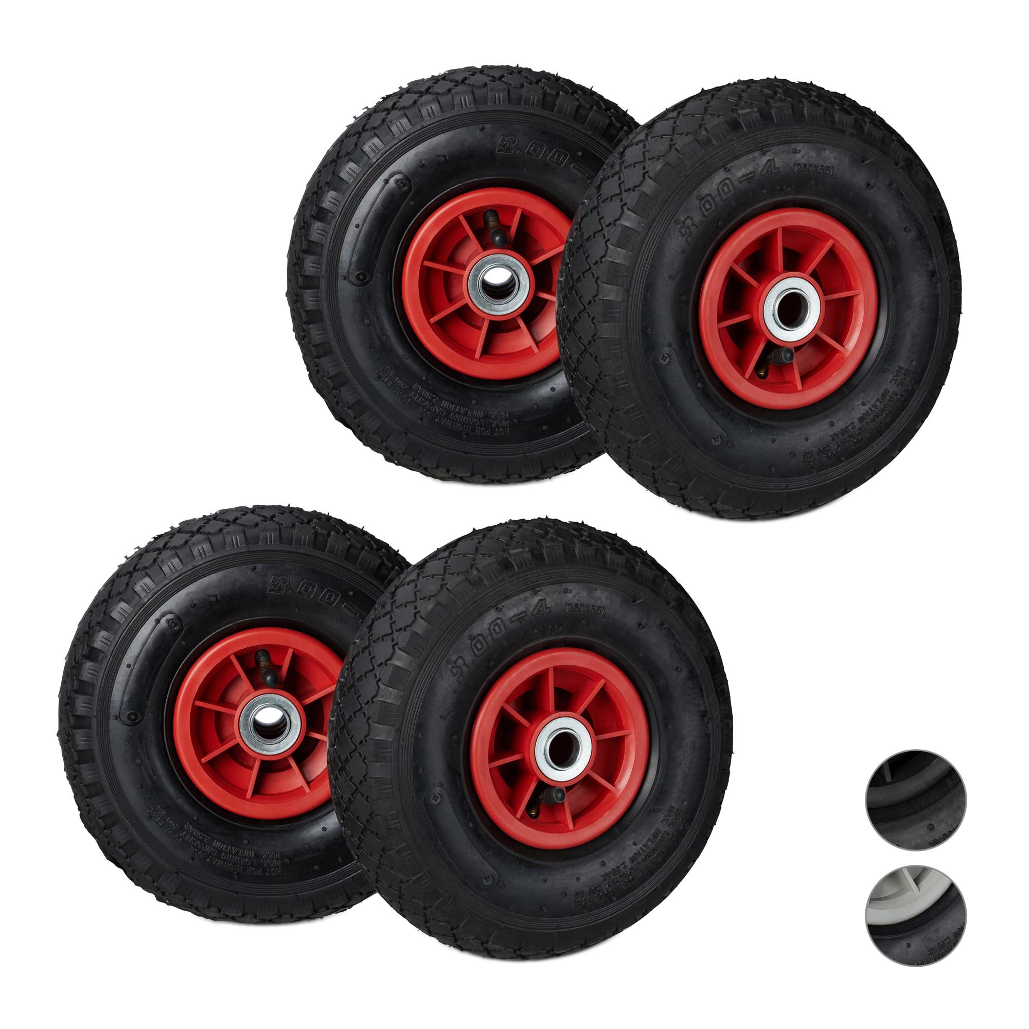 Set 2 Ruote Per Carriola 3.00-4 - Con Pneumatico Ad Aria, Cerchione Acciaio