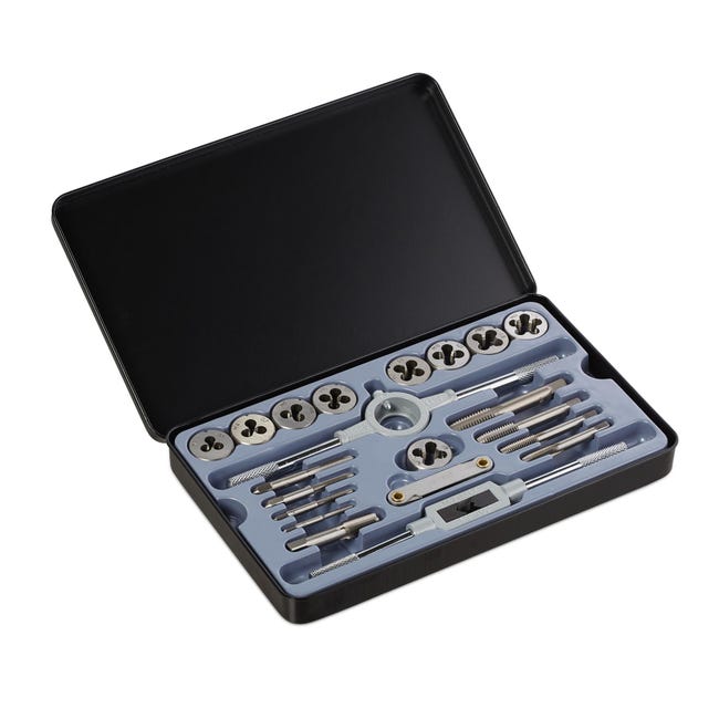 Relaxdays Set Per Filettatura M3 M12 Set Con 9 Filiere Maschi Per relaxdays-set-per-filettatura-m3-m12-set-con-9-filiere-maschi-per