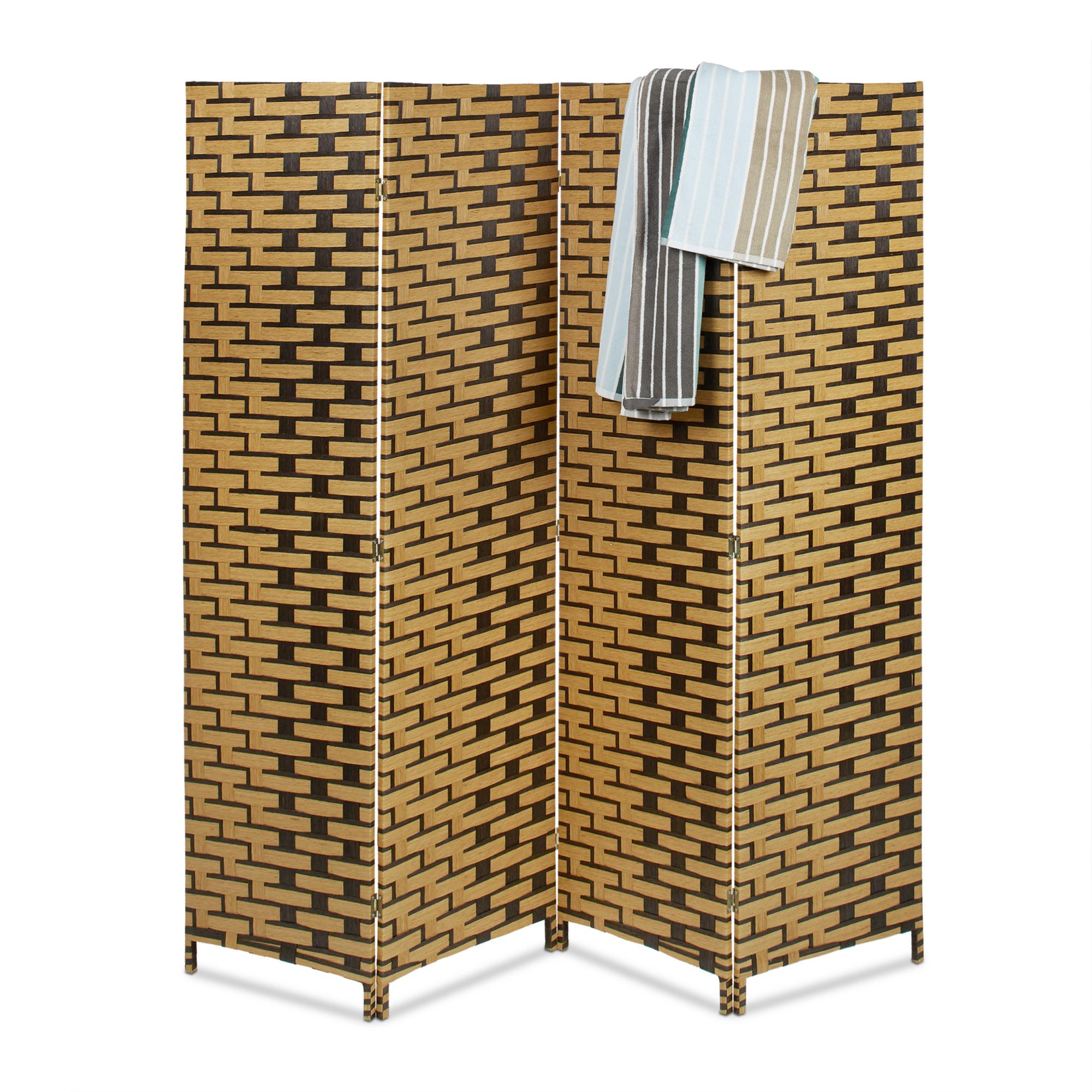 Angerer Swingtex Paravento 4 Ante Marrone 57x165cm Ciascuna - Divisorio Pieghevole Per Interni Ed Esterni, Made In Germany