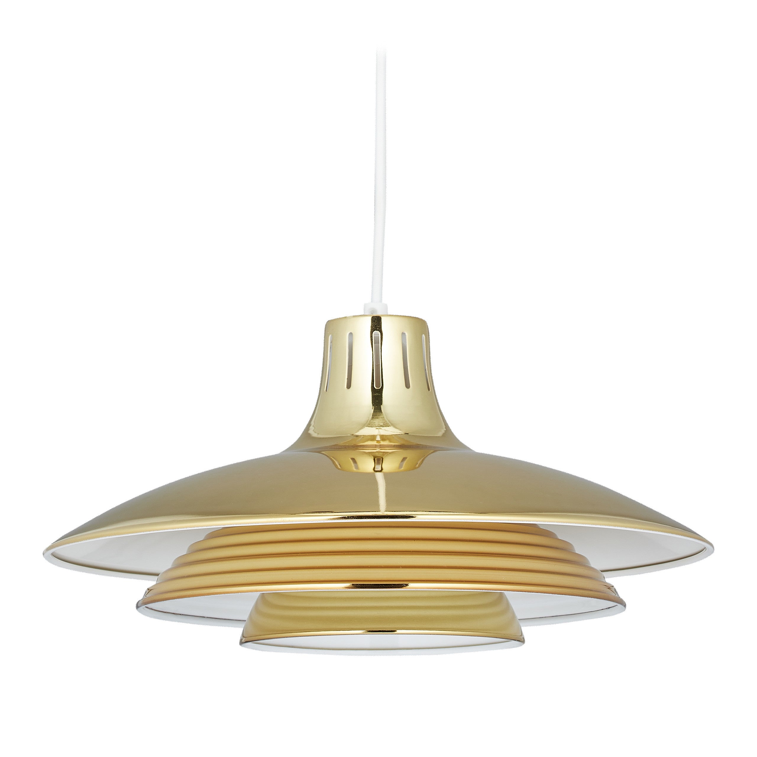 Relaxdays Lampe à suspension, plafonnier moderne, abat-jour métal, HxD :  102 x 36 cm, E27, cuisine chambre salon, doré