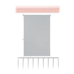 Store vertical enrouleur extérieur pour terrasse ou balcon - Blanc laqué -  Gris anthracite - 1,4 x 2,5 m