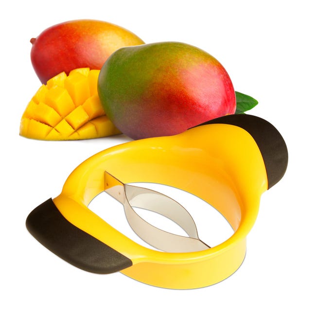 Taglia Mango In Acciaio Inox - Affettatrice A Cubetti E Separatore Di Nocciolo - Utensile Da Cucina Per Tagliare E Sbucciare Il Mango Velocemente