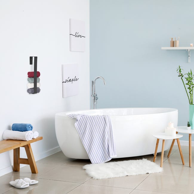 Relaxdays Porte-serviettes mural 3 barres, salle de bain, tablette