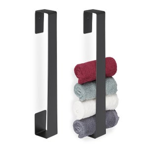 Porta asciugamani adesivo a barra da bagno in metallo con finitura nera  opaca Stick Cosmic