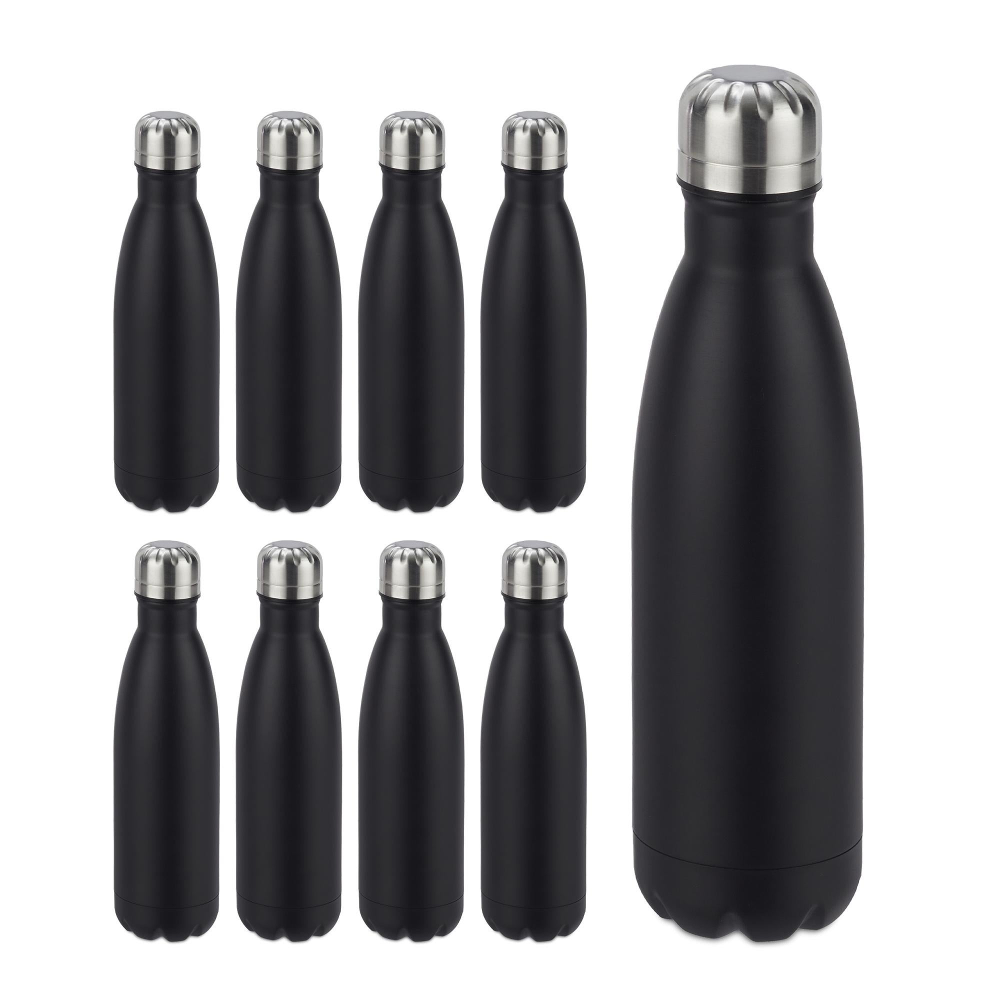 Relaxdays 3X Fiaschetta XXL, in Acciaio, Bottiglia con 1,8 Litri di Volume, Borraccia Aspetto Classico, Design Elegante, Argento