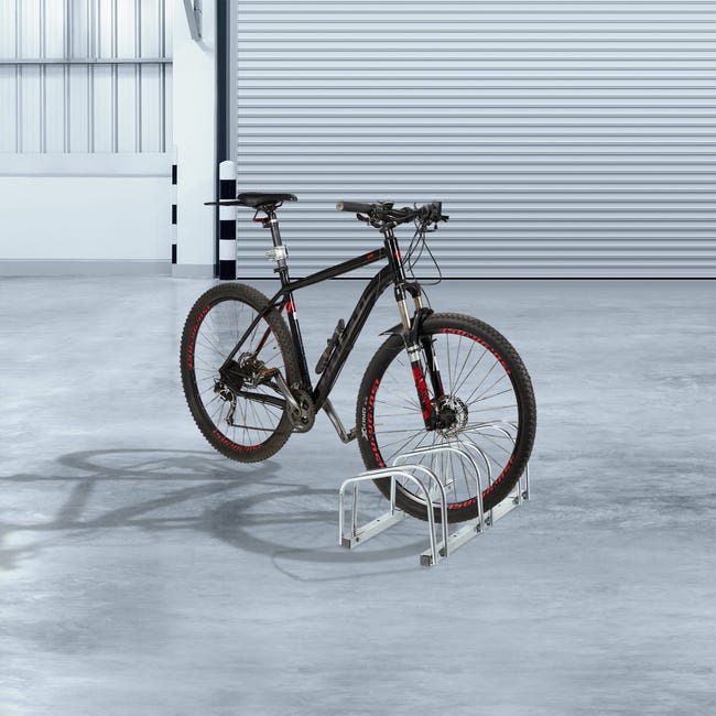 Relaxdays Portabici da Terra, Supporto per 6 Biciclette, E-Bike, Parcheggio  Ruote fino 50 mm, 26x168x33,5 cm, Argentato