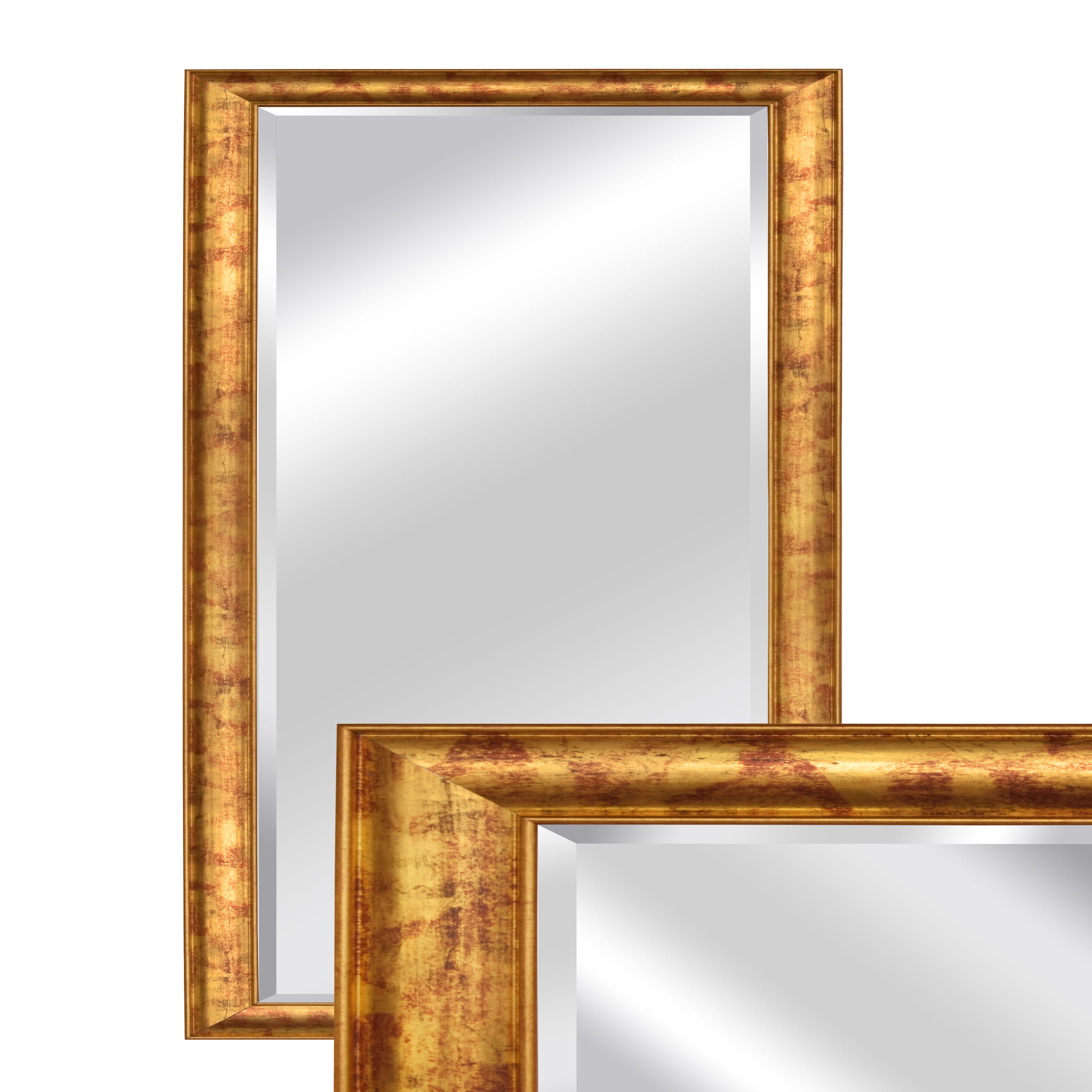 Specchio da parete con cornice rettangolare in legno.