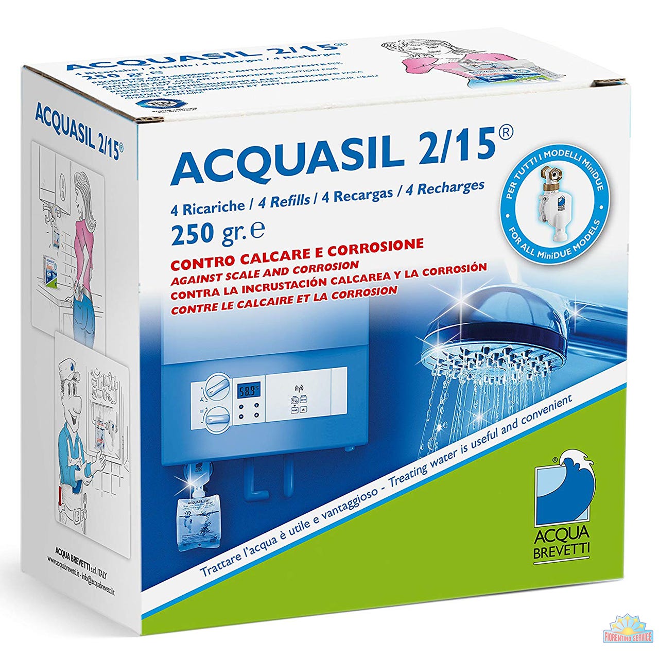 Acqua Brevetti Confezione 4 Ricariche ACQUASIL 2/15 GR.250 PC100 1