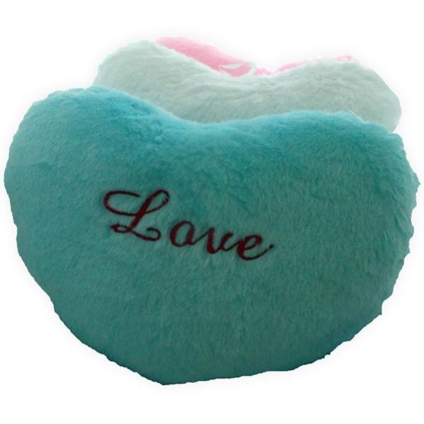 Coussin lumineux à LEDs forme coeur oreiller bleu - 2