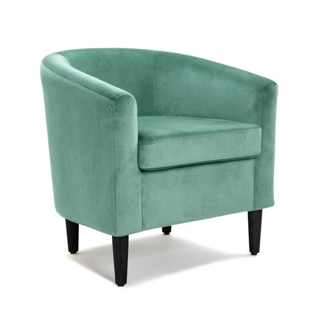 Poltrona Girevole In Velluto A Coste Verde – Furniliving – Con Poggiatesta E Gambe In Metallo