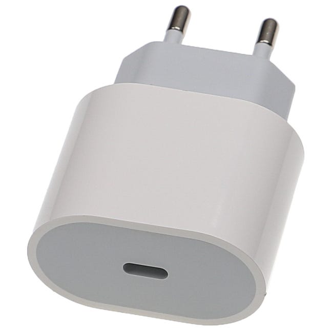 Vhbw Chargeur secteur USB C compatible avec Apple iPhone 6, 7, 5C, 5S, 6S  Plus, 6S, 4S, 5 - Adaptateur prise murale - USB (max. 9 / 12 / 5 V), blanc