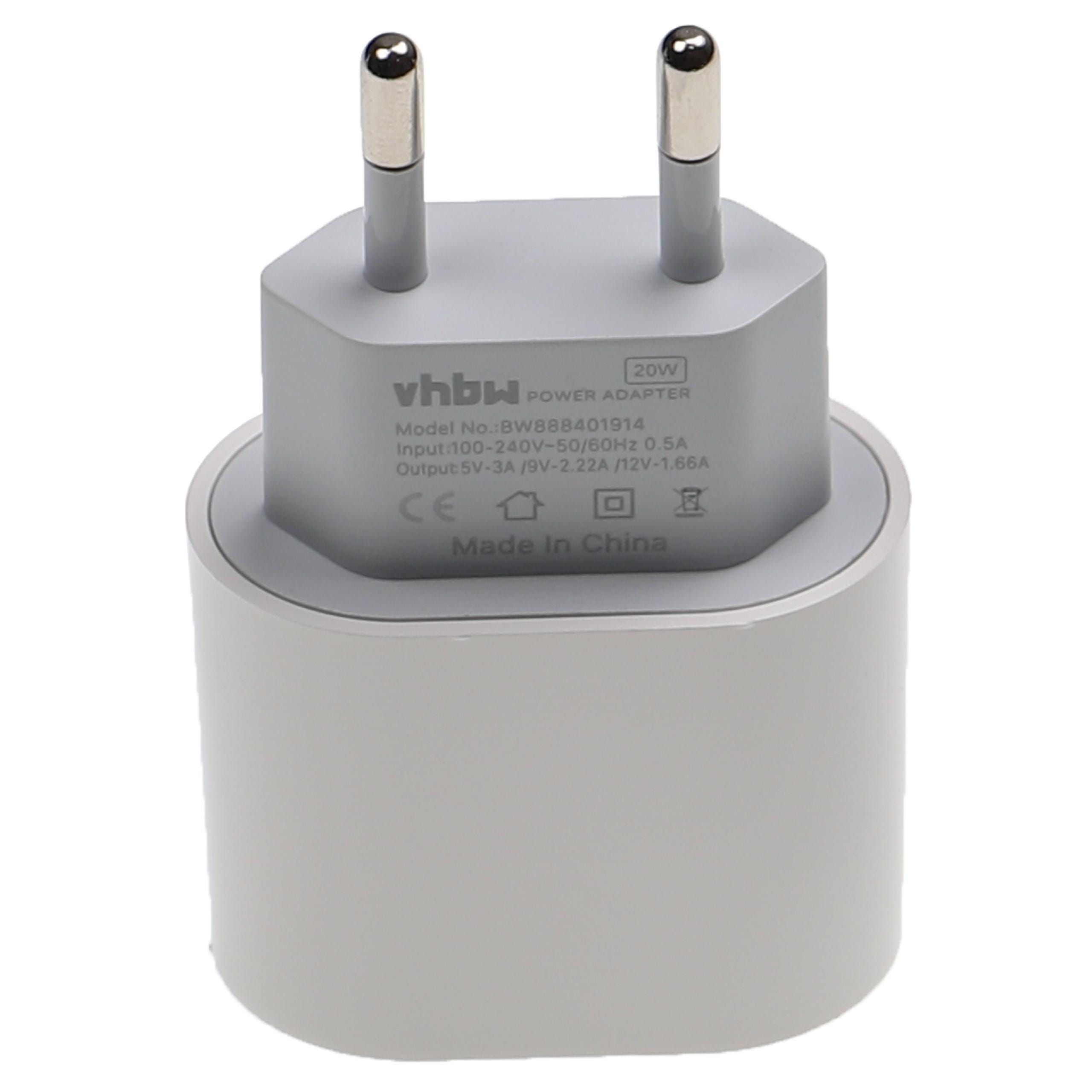 Vhbw Chargeur secteur USB C compatible avec Apple AirPods, iPod -  Adaptateur prise murale - USB (max. 9 / 12 / 5 V), blanc