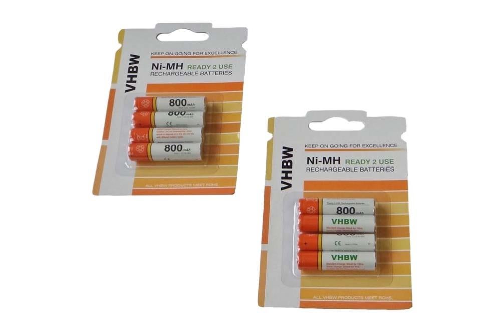 Lot de 8 batteries vhbw AAA, Micro, R3, HR03 800mAh pour téléphone fixe