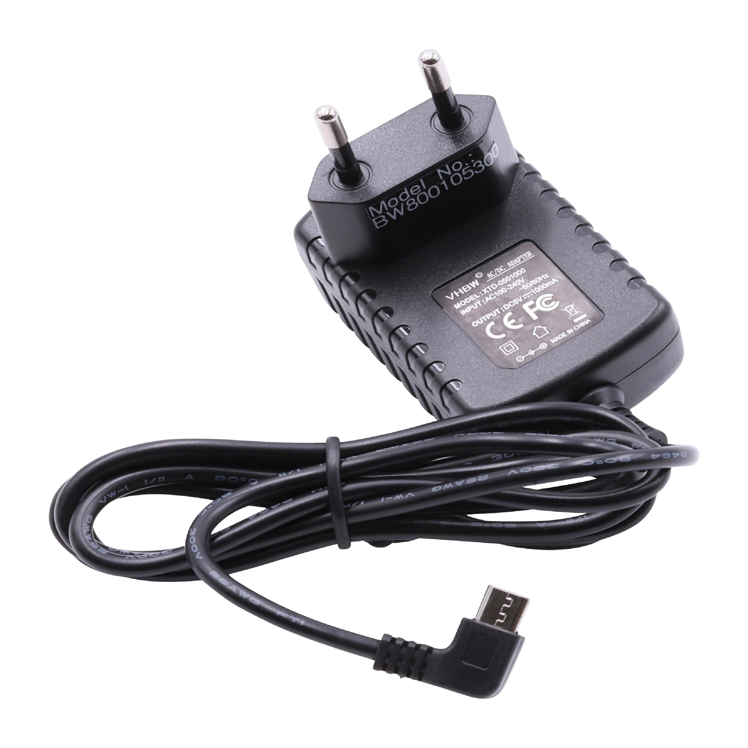 Vhbw Caricabatterie 110-220V Micro USB compatibile con cellulare, smartphone  Android, tablet, navigatore, cavo di alimentazione presa EU, nero